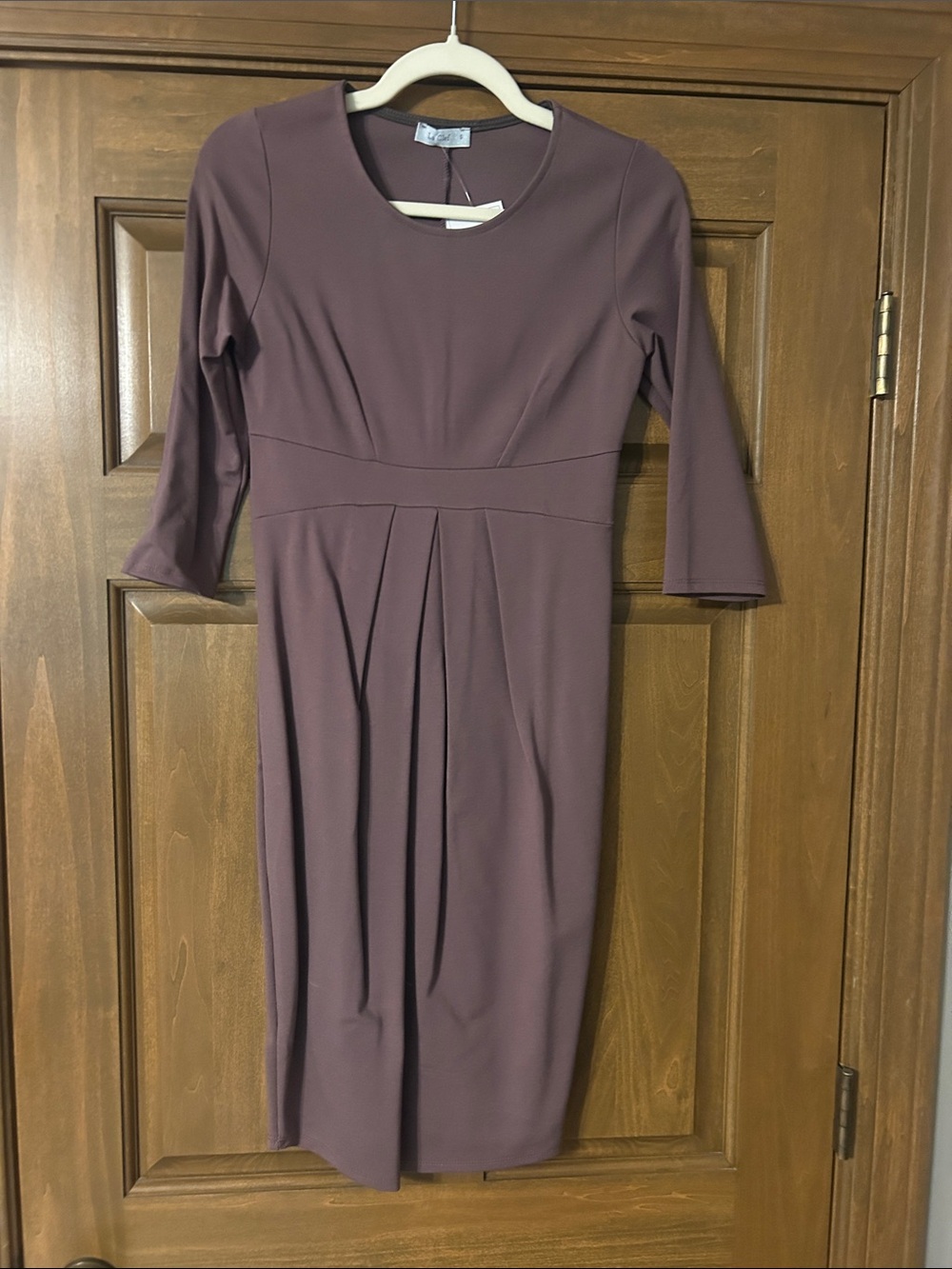 Women's Prenatal Plum Pleated Sheath Dress